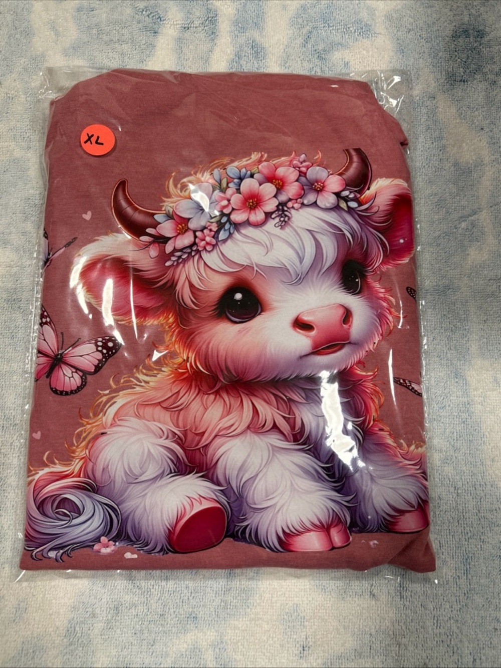 Gildan Pink Floral Cow Graphic Short Sleeve Tee unisex T-shirt XLG